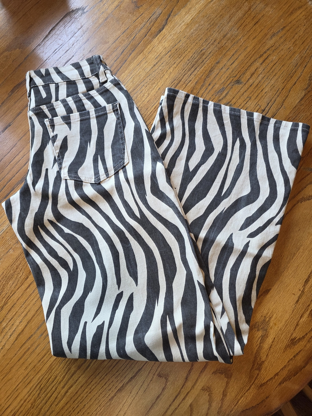 Fashion Nova Zebra-Print Flare Jeans - Black & White